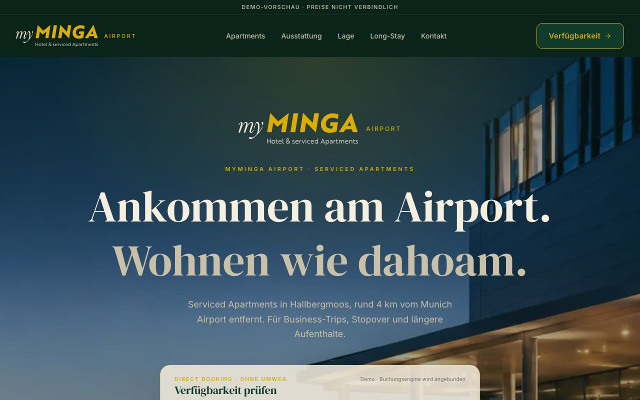 myMINGA Airport Webseite